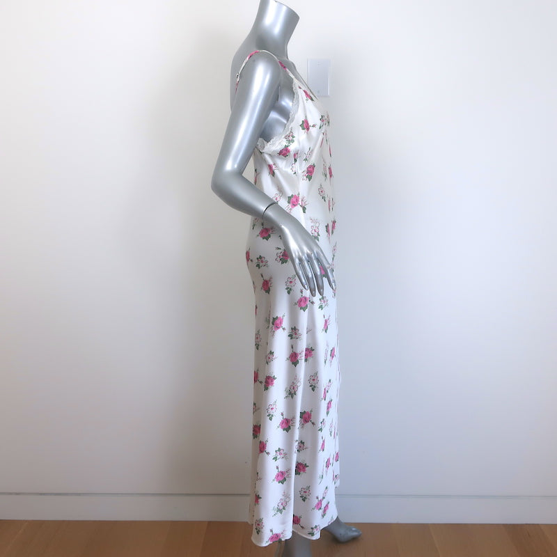 LoveShackFancy x Morgan Lane Stella Slip Dress White Floral Satin Size Large