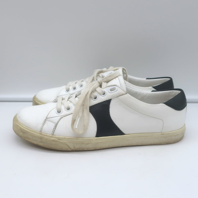 Celine Triomphe TR01L Low Top Sneakers White &amp; Black Leather Size 37