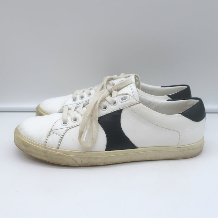Celine Triomphe TR01L Low Top Sneakers White &amp; Black Leather Size 37