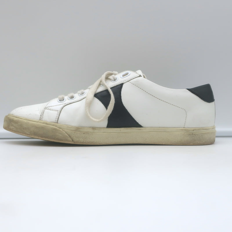 Celine Triomphe TR01L Low Top Sneakers White &amp; Black Leather Size 37