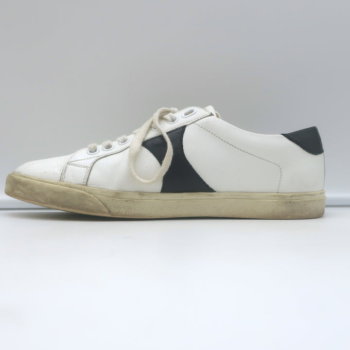 Celine Triomphe TR01L Low Top Sneakers White &amp; Black Leather Size 37