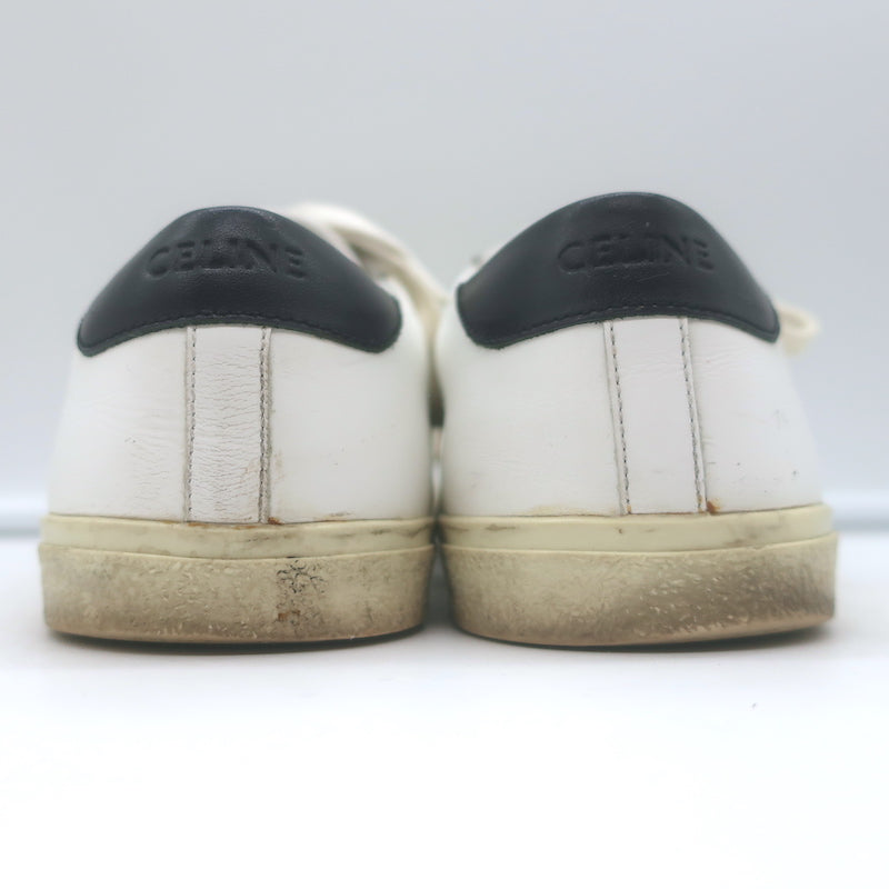 Celine Triomphe TR01L Low Top Sneakers White &amp; Black Leather Size 37
