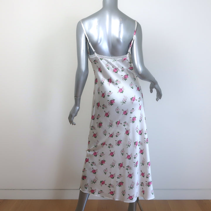 LoveShackFancy x Morgan Lane Stella Slip Dress White Floral Satin Size Large