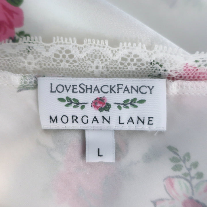 LoveShackFancy x Morgan Lane Stella Slip Dress White Floral Satin Size Large