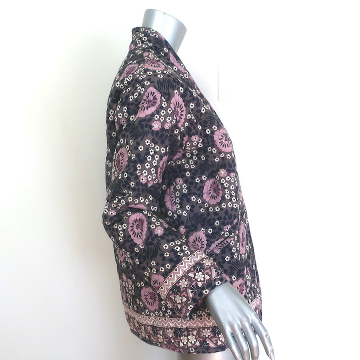 Natalie Martin Nina Quilted Floral Print Jacket Gray/Lilac Size Small