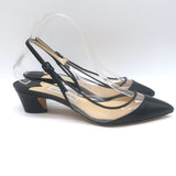 Jimmy Choo Gemma 40 Slingback Pumps Black Leather & Clear Plexi Size 38.5