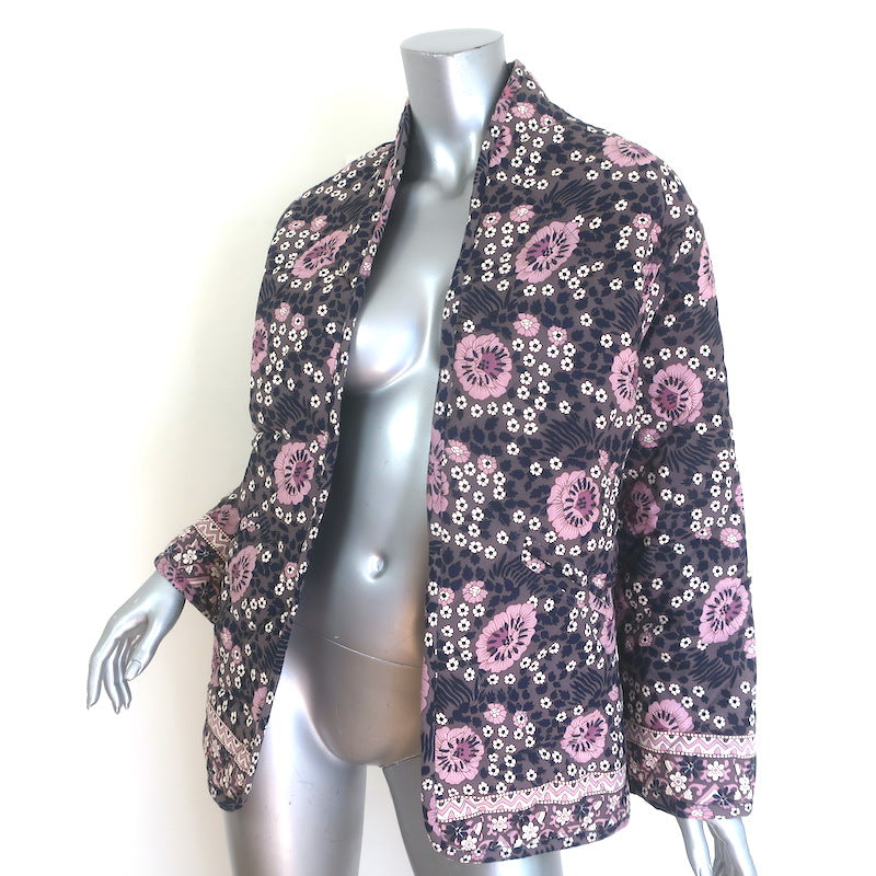 Natalie Martin Nina Quilted Floral Print Jacket Gray/Lilac Size Small