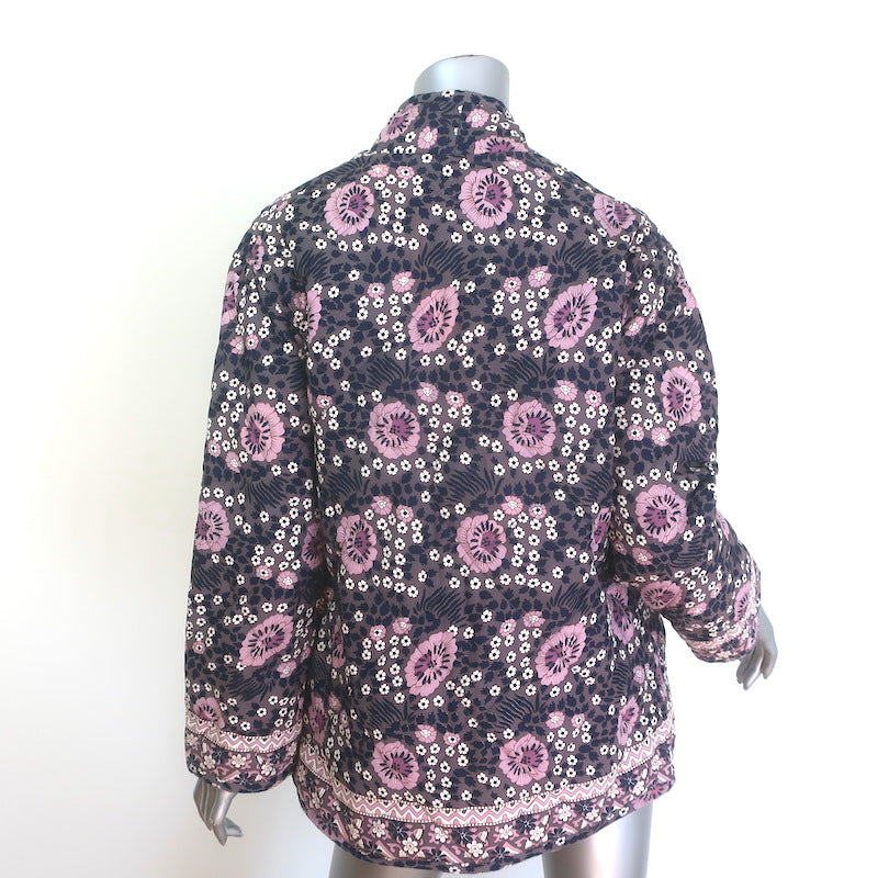 Natalie Martin Nina Quilted Floral Print Jacket Gray/Lilac Size Small