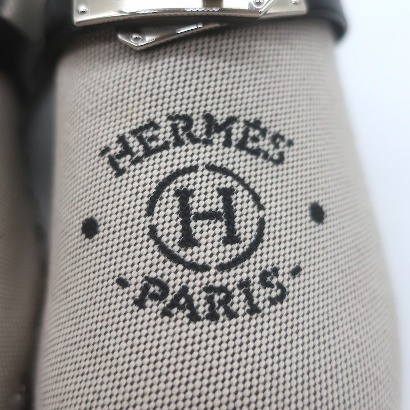 Hermes Carlotta Logo Print Canvas Clog Mules Pearl Gray Size 36