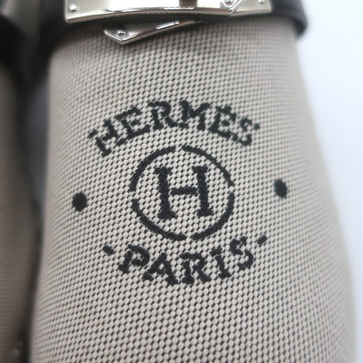 Hermes Carlotta Logo Print Canvas Clog Mules Pearl Gray Size 36