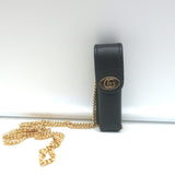 Gucci Porte Rouges Lipstick Holder on Chain Black Leather NEW