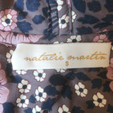 Natalie Martin Nina Quilted Floral Print Jacket Gray/Lilac Size Small