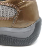 Prada America's Cup Sneakers Brown Patent Leather & Gray Mesh Size 39.5