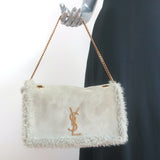 Saint Laurent Kate Shearling Medium Reversible Shoulder Bag Beige Suede