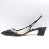 Jimmy Choo Gemma 40 Slingback Pumps Black Leather & Clear Plexi Size 38.5