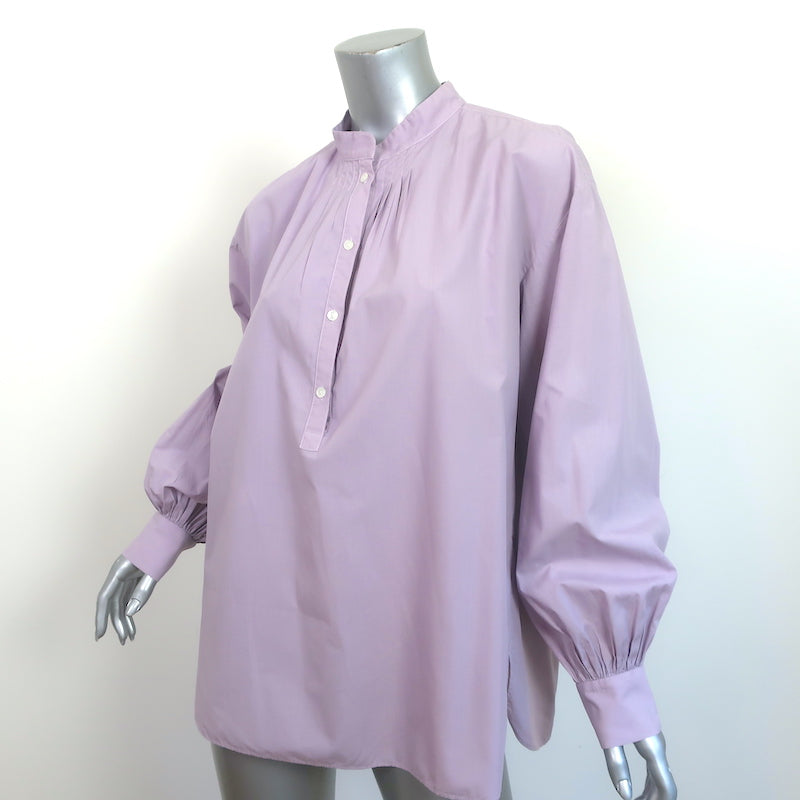 Nili Lotan Blouse Mattie Lilac Cotton Size Medium Blouson Sleeve Top