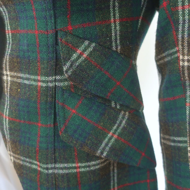 Smythe Plaid Elbow Patch Hunting Blazer Dark Green Wool-Blend Size 2