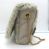 Saint Laurent Kate Shearling Medium Reversible Shoulder Bag Beige/Grey Suede