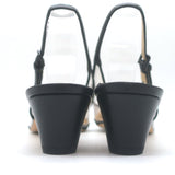 Jimmy Choo Gemma 40 Slingback Pumps Black Leather & Clear Plexi Size 38.5