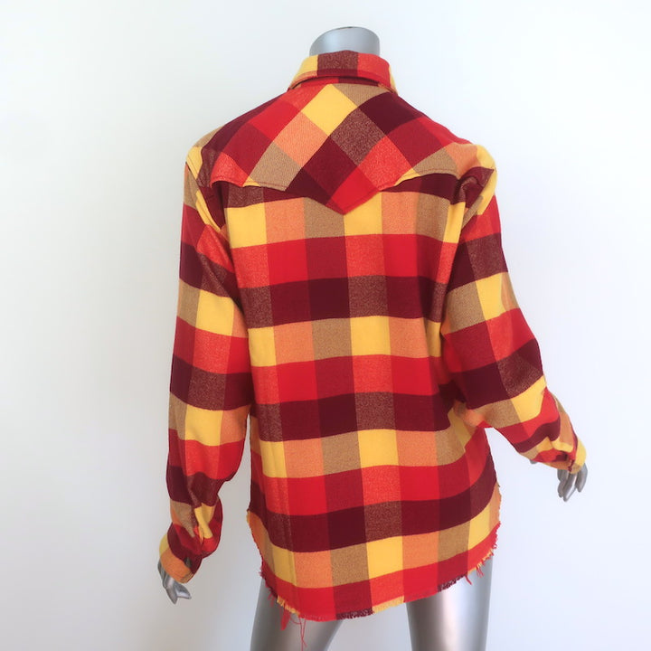 Aviator Nation Flannel Western Shirt Red Surfy Plaid Size Small Unisex NEW