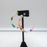 Roxanne Assoulin Faux Pearl & Multicolor Beaded Hoops