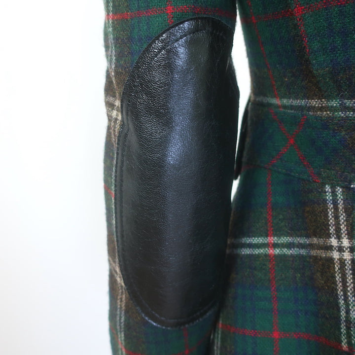Smythe Plaid Elbow Patch Hunting Blazer Dark Green Wool-Blend Size 2