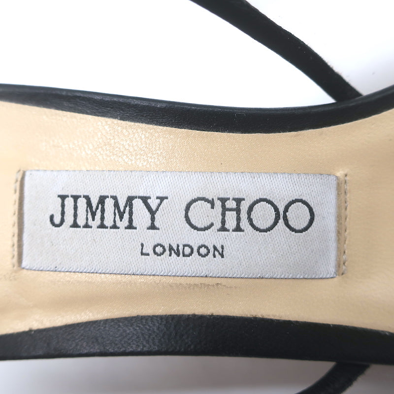Jimmy Choo Gemma 40 Slingback Pumps Black Leather &amp; Clear Plexi Size 38.5