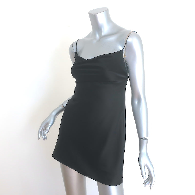 Alice + Olivia Harmony Mini Slip Dress Black Satin Size 2 NEW