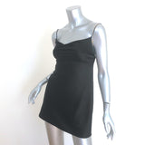 Alice + Olivia Harmony Mini Slip Dress Black Satin Size 2 NEW