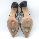 Jimmy Choo Gemma 40 Slingback Pumps Black Leather & Clear Plexi Size 38.5