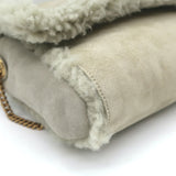Saint Laurent Kate Shearling Medium Reversible Shoulder Bag Beige/Grey Suede