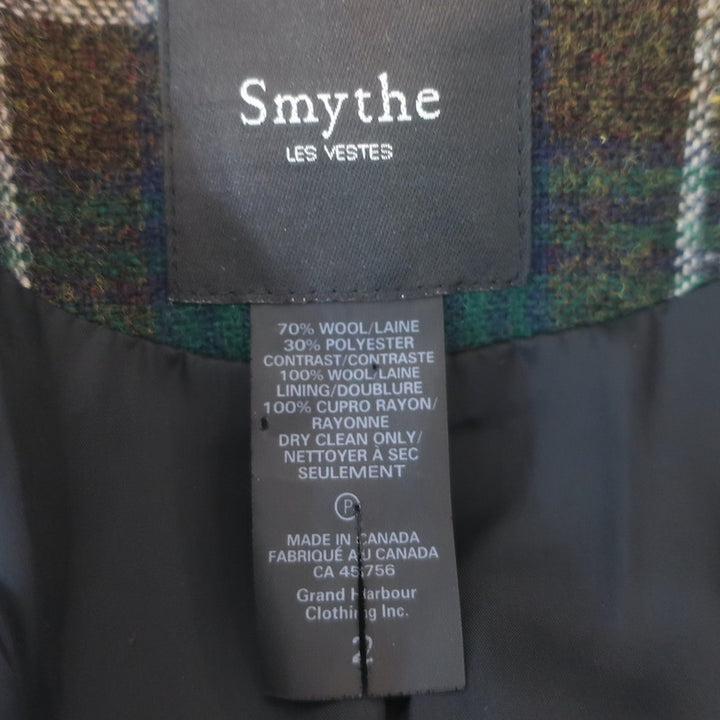 Smythe Plaid Elbow Patch Hunting Blazer Dark Green Wool-Blend Size 2