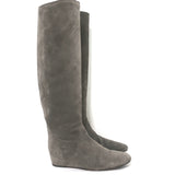 Lanvin Knee High Hidden Wedge Boots Gray Suede Size 39