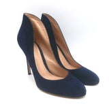 Gianvito Rossi Lyra 150 High-Back Pumps Navy Suede Size 38.5