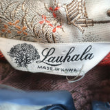 Vintage Lauhala Hawaii Cheongsam Midi Dress Sage Embroidered Silk Size Medium