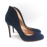Gianvito Rossi Lyra 150 High-Back Pumps Navy Suede Size 38.5