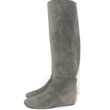 Lanvin Knee High Hidden Wedge Boots Gray Suede Size 39