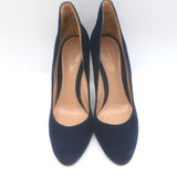 Gianvito Rossi Lyra 150 High-Back Pumps Navy Suede Size 38.5