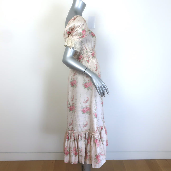 LoveShackFancy Terrence Midi Dress Dolce Floral Print Silk Size Extra Small NEW