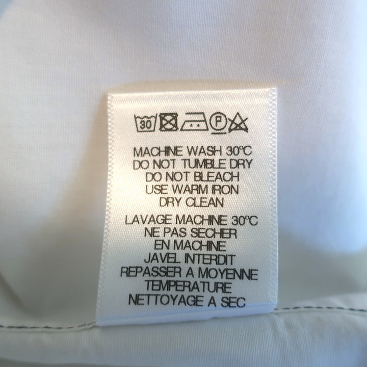 Yune Ho Button Down Shirt White Topstitched Cotton Size Small Long Sleeve Top