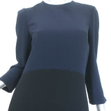 Narciso Rodriguez Colorblock Shift Dress Navy & Black Crepe Size 44