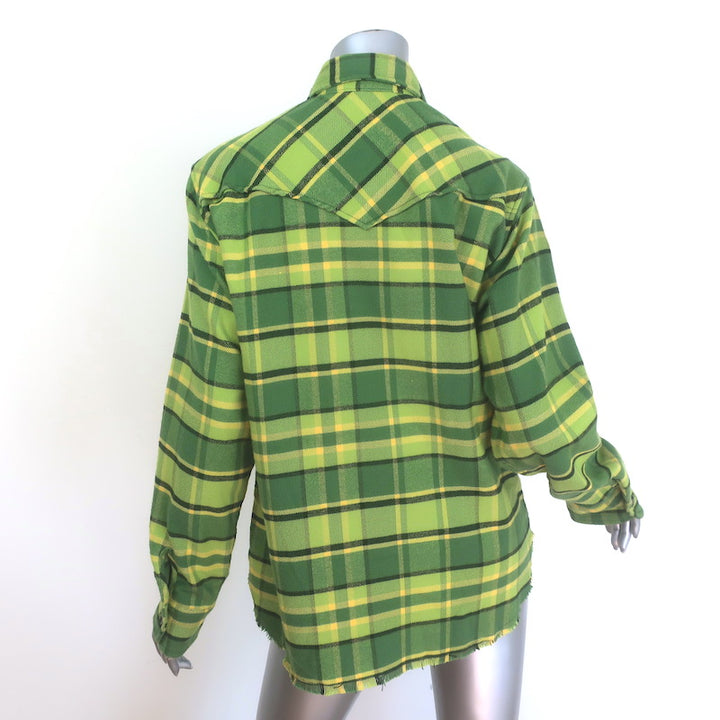 Aviator Nation Plaid Flannel Western Shirt Avocado Size Small Unisex NEW