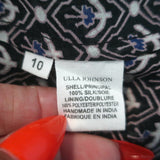 Ulla Johnson Amala Tie-Neck Blouse Black Printed Chiffon Size 10 Long Sleeve Top