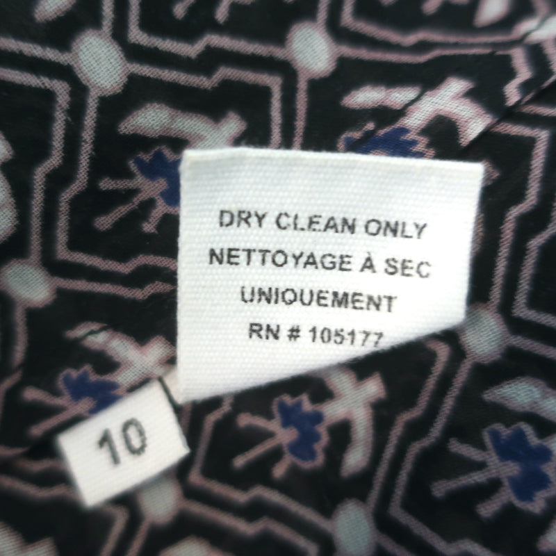 Ulla Johnson Amala Tie-Neck Blouse Black Printed Chiffon Size 10 Long Sleeve Top