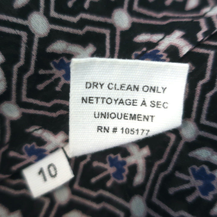 Ulla Johnson Amala Tie-Neck Blouse Black Printed Chiffon Size 10 Long Sleeve Top