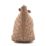 Bottega Veneta Braided Strap Mini Wristlet Clutch Beige Intrecciato Leather