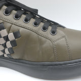 Bottega Veneta Intrecciato Weave Sneakers Military Green Leather Size 41.5