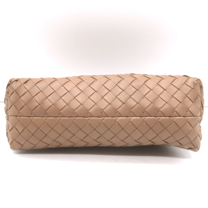 Bottega Veneta Braided Strap Mini Wristlet Clutch Beige Intrecciato Leather
