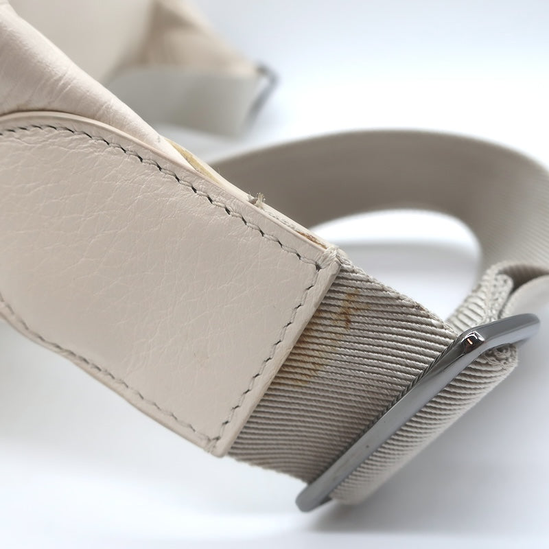 Brunello Cucinelli Monili-Trimmed Belt Bag Cream Pebbled Leather Crossbody