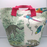 Hermes Equateur PM Beach Bag Pink/Multicolor Printed Canvas Reversible Tote